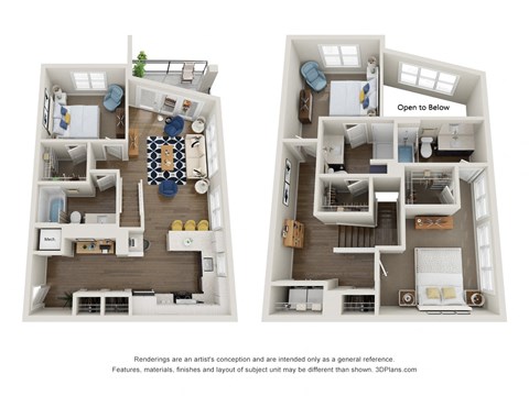 Floor plan for 3 beds, 3 baths, 1408 sqft